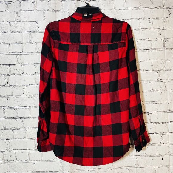 Hollister Women's Boyfriend fit Long Sleeves Red/Black Button Down Shirt Size S - Picture 3 of 4